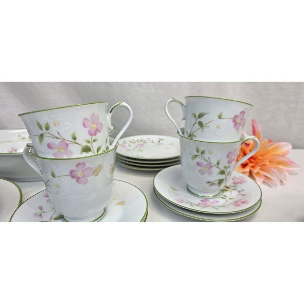 Noritake First Blush 2605 China Set Floral Pink White Green 26 Piece Japan - Picture 4 of 15
